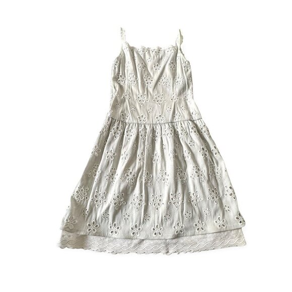 Bill Blass Silver Gray Eyelet Sleeveless Dress, Size 6 - Picture 5 of 16